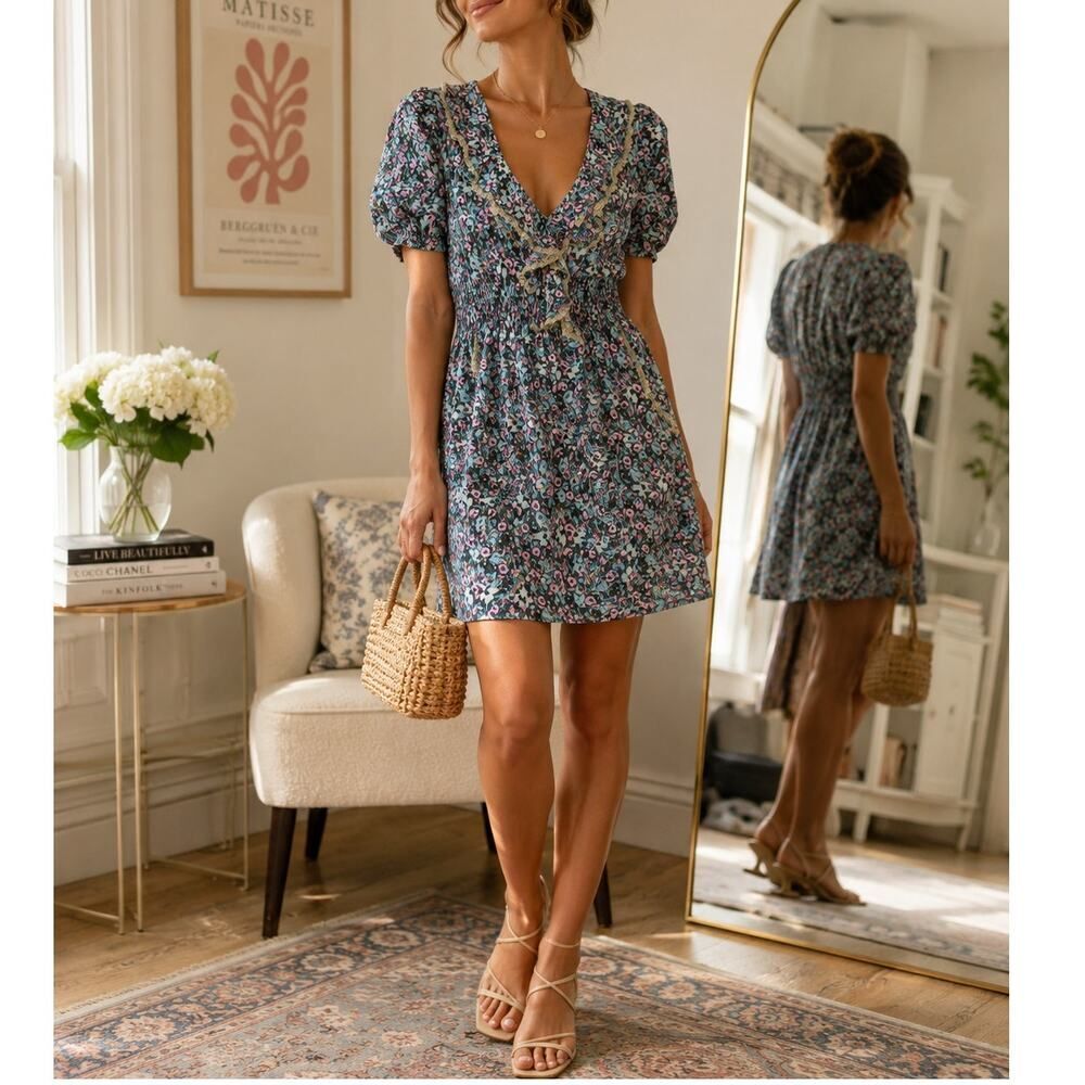Miss Sixty Vintage-Inspired Y2K Floral Mini Dress — Women’s Size 8